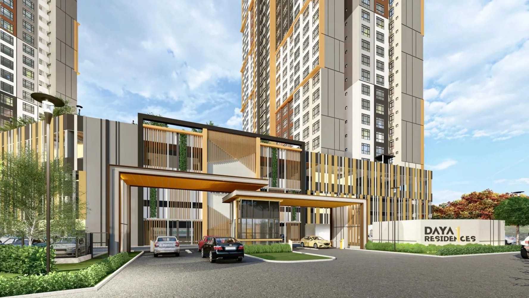 Daya 1 Residences twin towers entrance Taman Daya