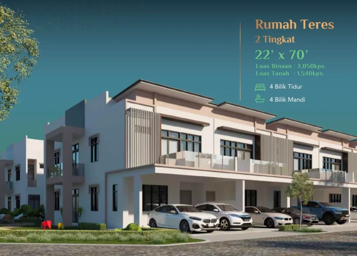 Pulai Bestari P4 double storey terrace exterior render, Taman Universiti Skudai